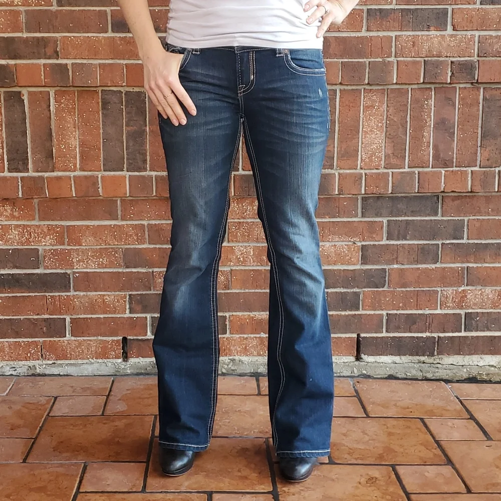 MEK Dark Blue Bootcut Women's Jeans - Picture 4 of 13